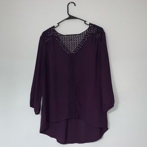 Navy sheer top with lace